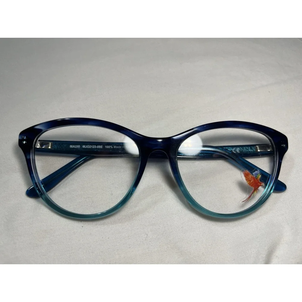 Maui Jim MJO 2123-08E Cat Eye Crystal Blue Eyeglasses Frame Only 52-18-135
